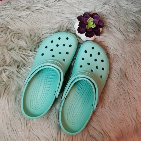 mint colored crocs